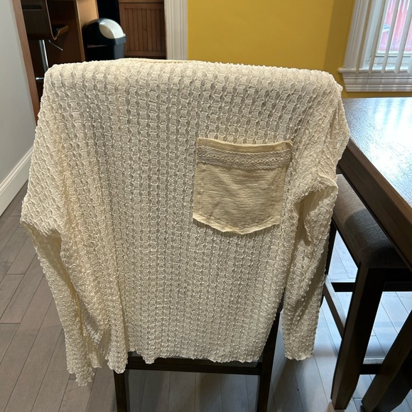 POL Tops - POL, Textured Cream Long Sleeve Top, NWOT, PTP 24 With Lots Of Stretch,.